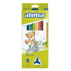 Colores ALPHA Largos 12 uni + Lápiz Grafito + Borrador + Tajador