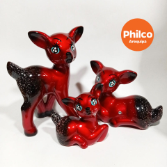 Trio de bambis cerámica